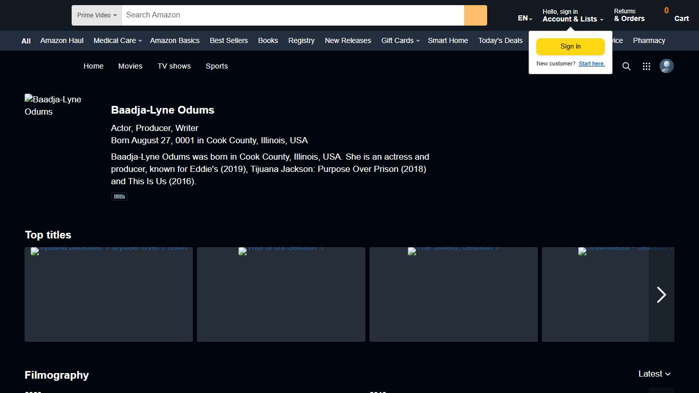 Baadja-Lyne Odums: Movies, TV, and Bio